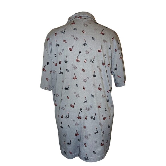Travis Mathew Mens XL Active Polo Golf Shirt Statue of Liberty Fireworks Gray - Picture 6 of 6